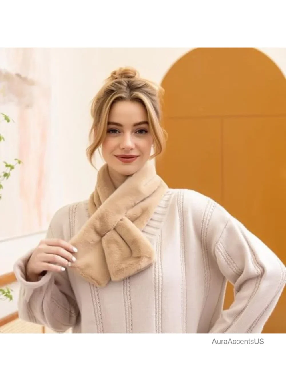 Faux Fur Scarf Neck Warmer Winter Wrap Women's Loop